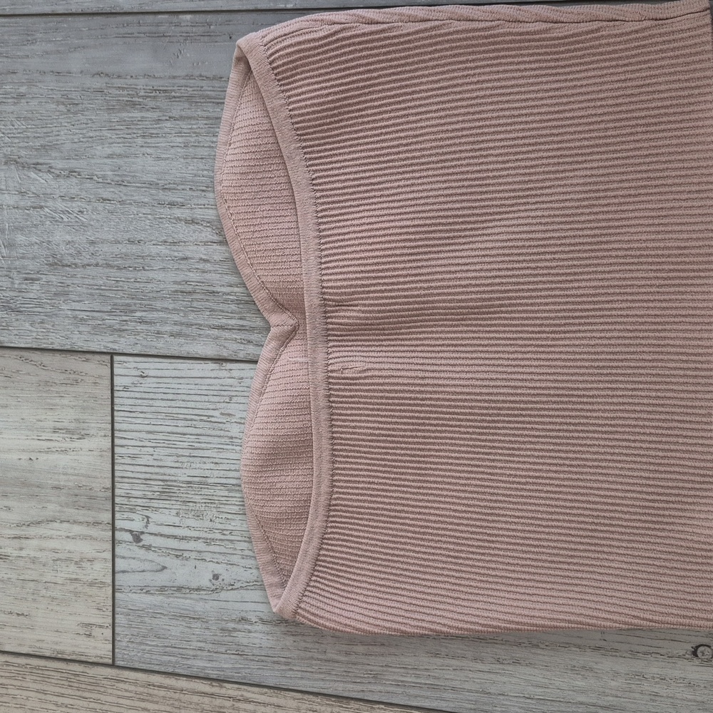 Pink Ribbed Strapless Top Size S - Picture 2 of 4
